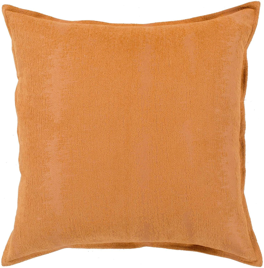 Tastebol Orange Feather Down Throw Pillow (20" X 20") Solid Color Mid Century Modern Chenille Cotton Single Removable Cover