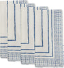 Cotton Napkins Hand Block (Set 4) Blue Modern Contemporary Square