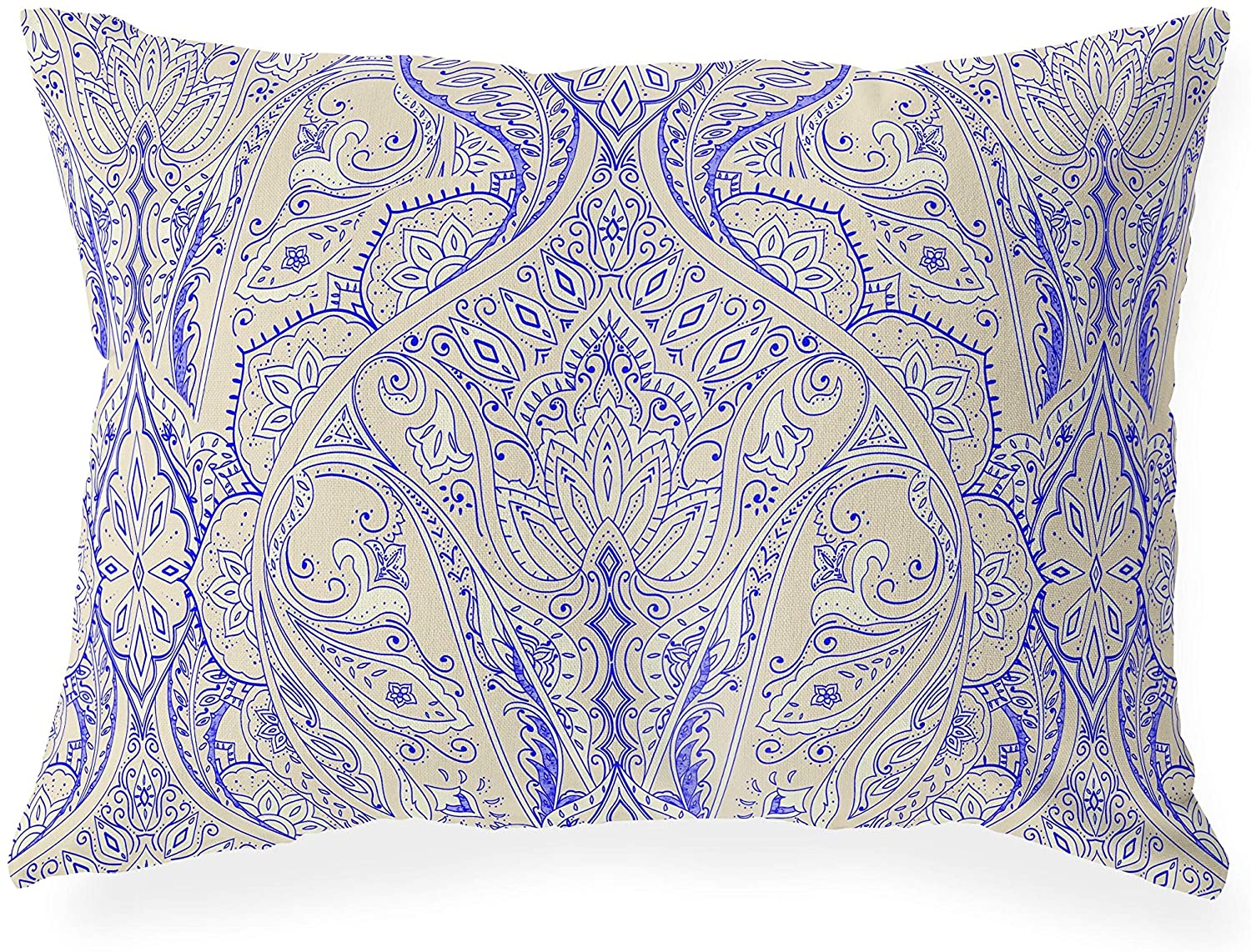 UKN Blue Lumbar Pillow Blue Geometric Global Polyester Single Removable Cover