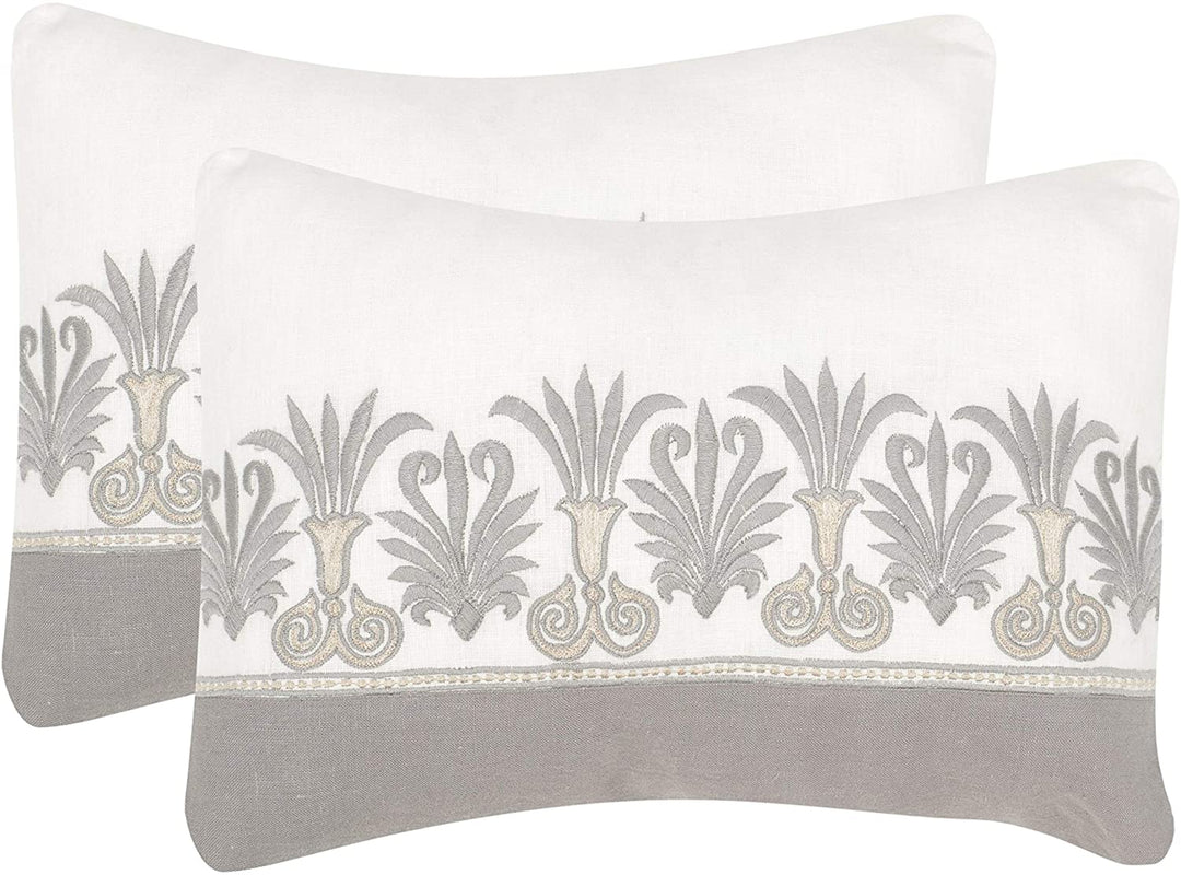 Palm 12 X 20 inch Throw Pillows (Set 2) Grey Embroidered