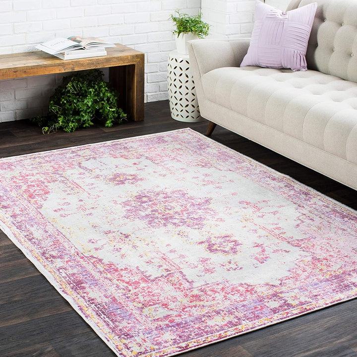 Vintage Distressed Oriental Pink Area Rug 2' X 3'