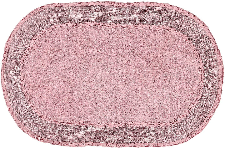 Double Ruffle 21"x34" Bath Rug Pink Solid Color