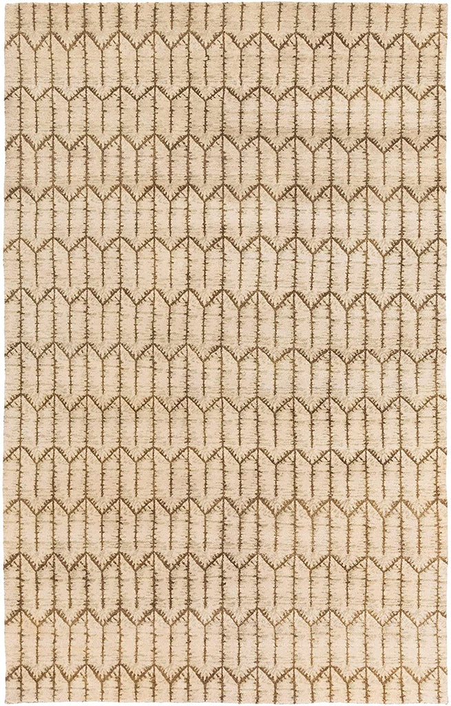 Hand Knotted Wool Area Rug 2' X 3' Brown Green Chevron Nature Stripe Modern Contemporary Rectangle Latex Free Handmade