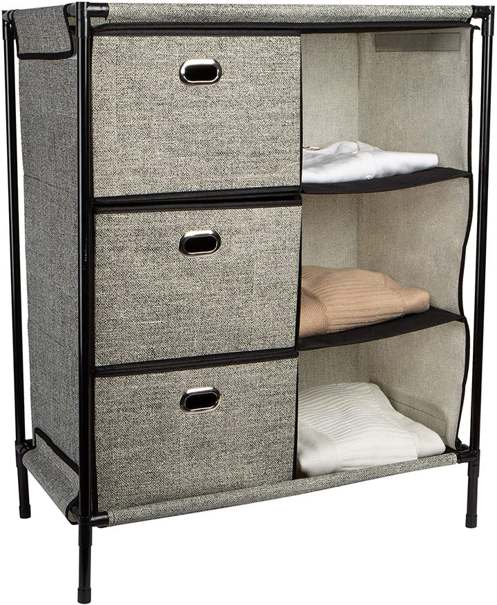 6 Grid Storage Organizer Black 24 4"x 13 8"x 31 1" Fabric Metal Finish - Diamond Home USA