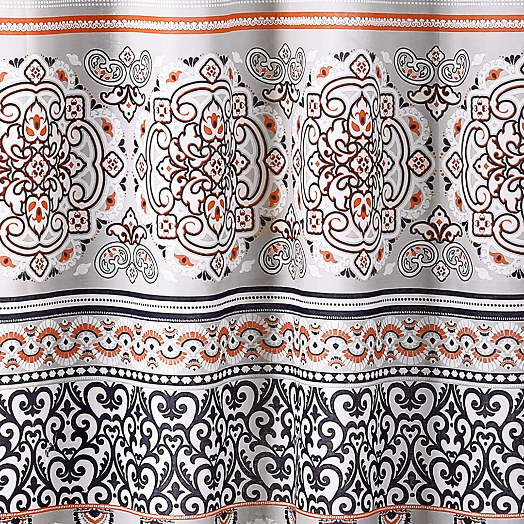 Bohemian Striped Shower Curtain Grey Orange Medallion Stripe Boho Design Fabric Bathtub Curtains White Black Patterns Cloth Shower Drape Master Guest