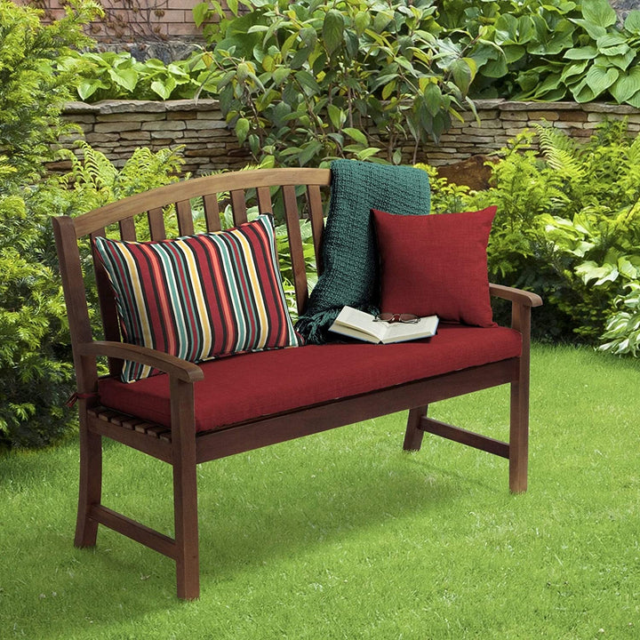 Ruby Texture Outdoor Bench Cushion Red Solid Polyester Uv Resistant