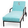 Turkish Cotton Embroidered Anchor Aqua Towel Cover Chaise Lounge Chair Green Solid Color Terry Cloth