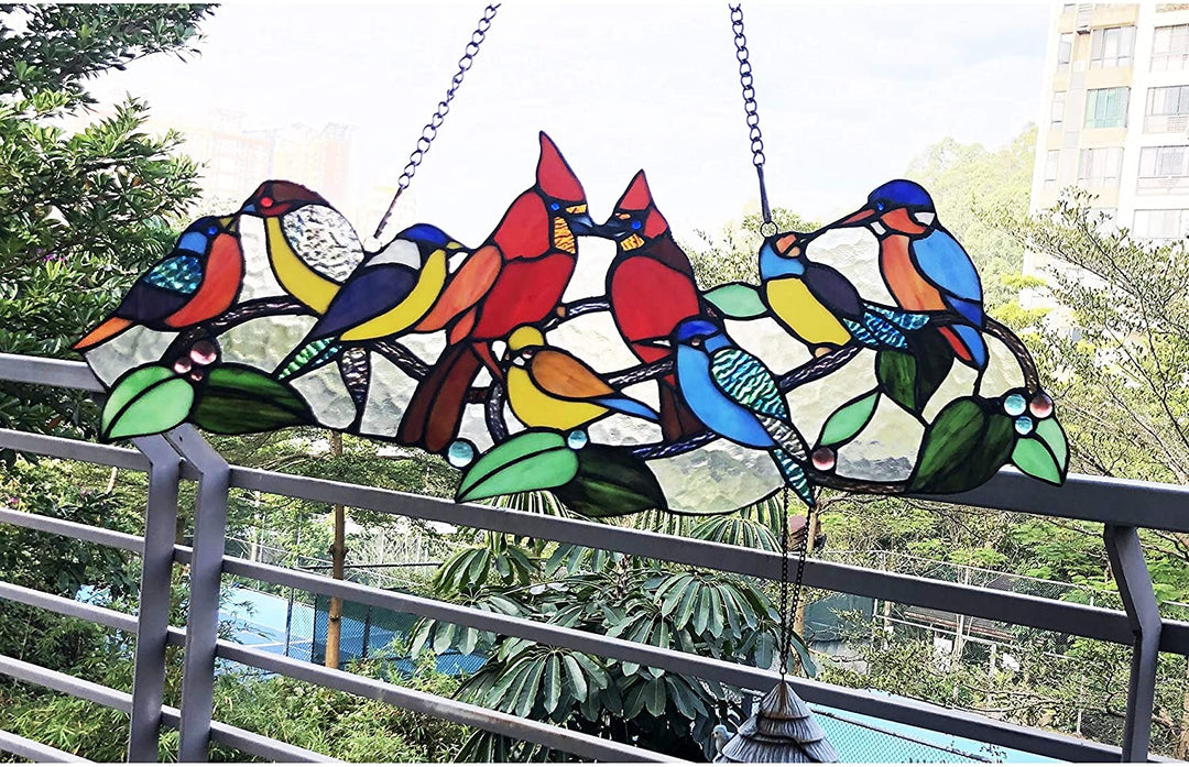 Glass Window Panel/suncatcher Cute Birds Color Traditional