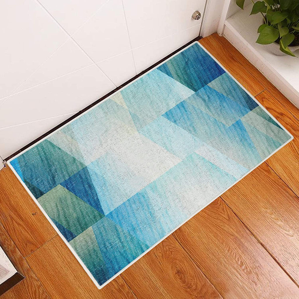 Unknown1 Heavy Duty Ultra Thin Non Slip Cotton Indoor Rug 2' X 3' Blue Abstract Modern Contemporary Rectangle Latex Free Pet Friendly