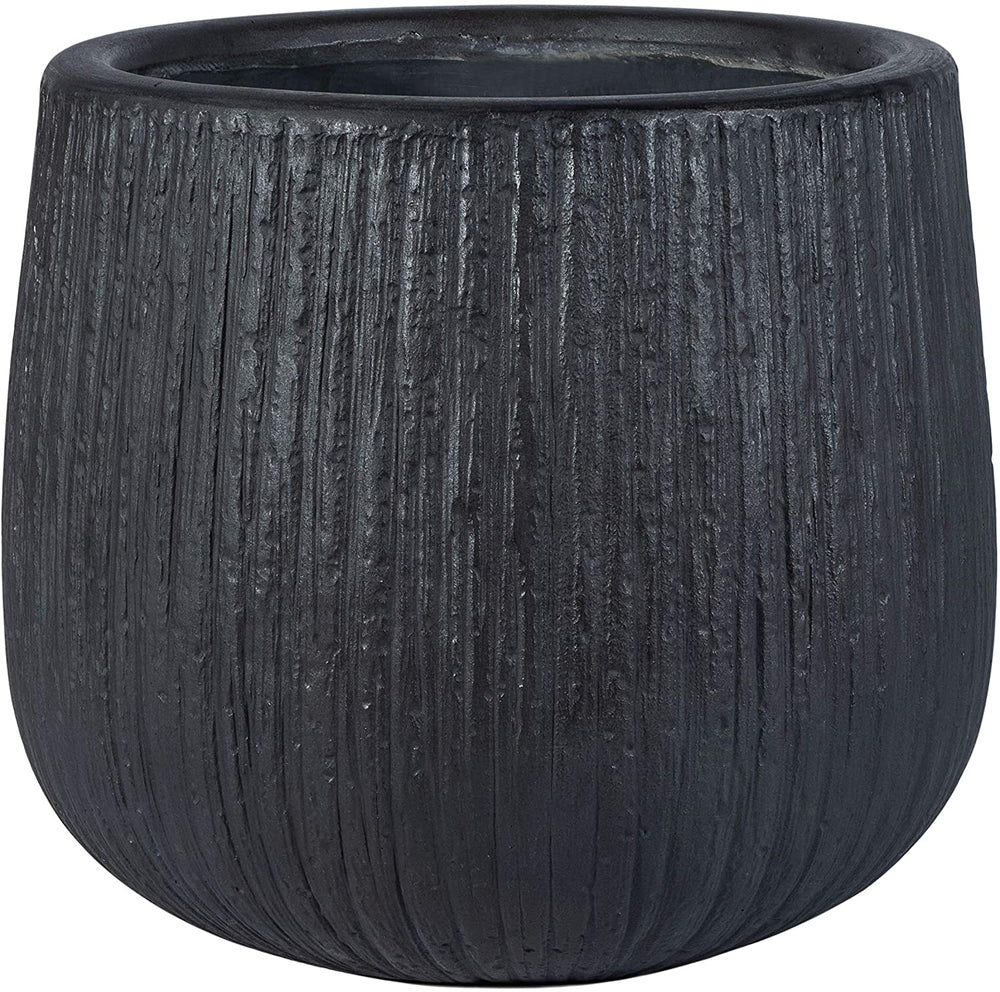 Outdoor Black Planter 15 7" W X L 14 1" H Modern Contemporary Round Concrete - Diamond Home USA