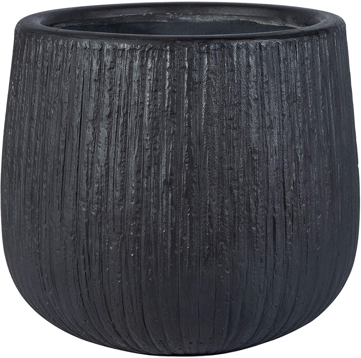 Outdoor Black Planter 15 7" W X L 14 1" H Modern Contemporary Round Concrete - Diamond Home USA