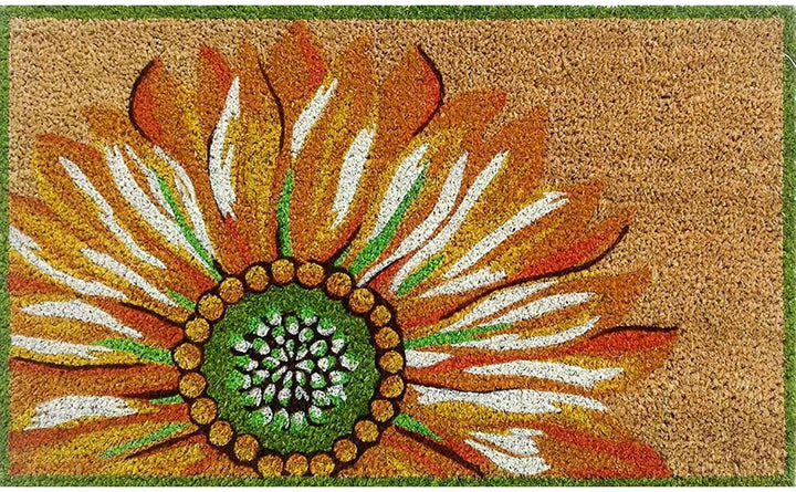 Summer Flower Coir Welcome Door Mat (1'6" X 2'6") Yellow