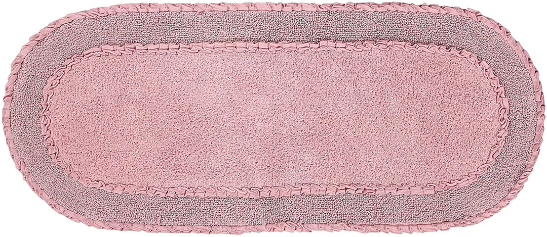 Double Ruffle 21"x54" Bath Rug Pink Solid Color