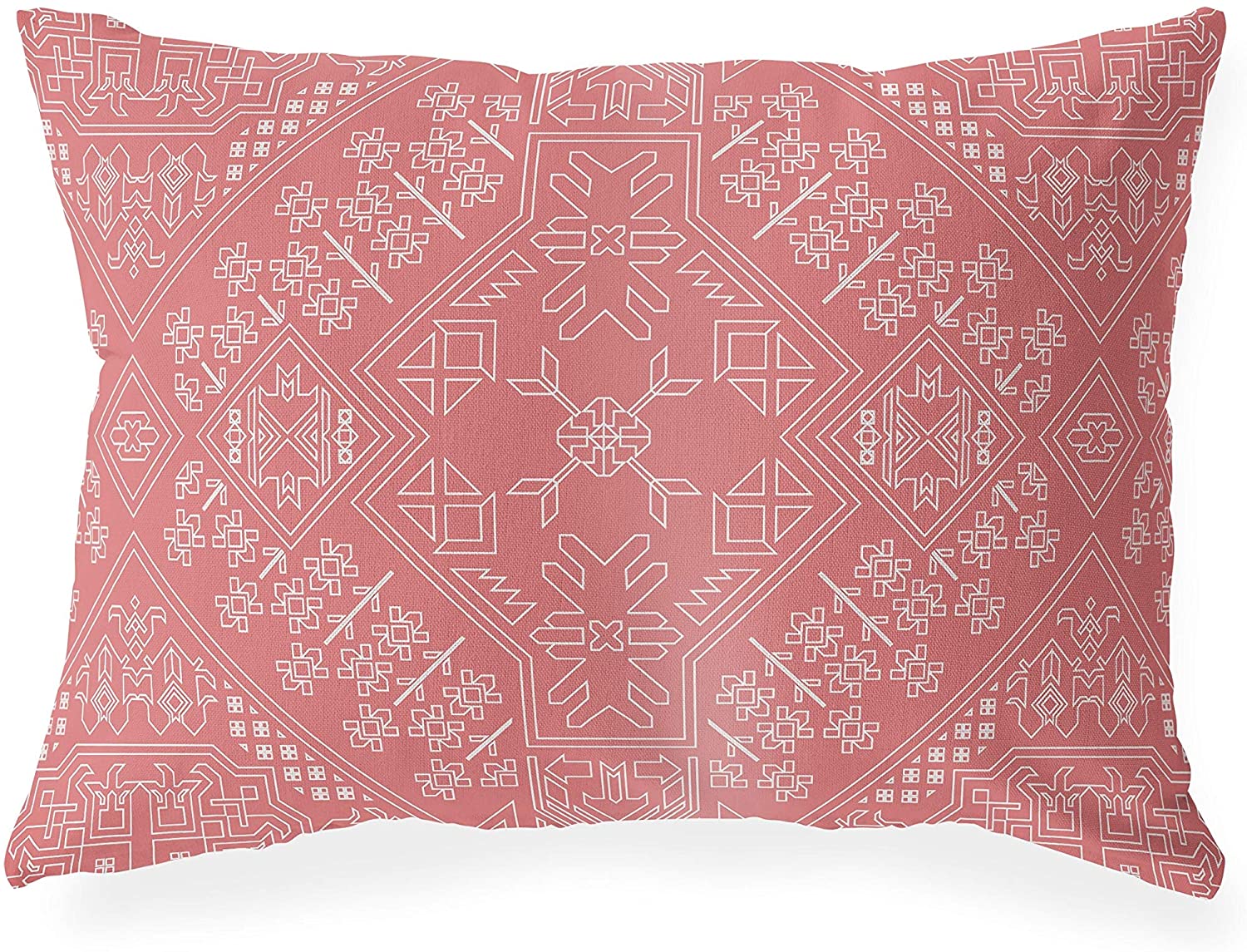 UKN Lumbar Pillow Pink Geometric Southwestern Polyester Single Removable Cover