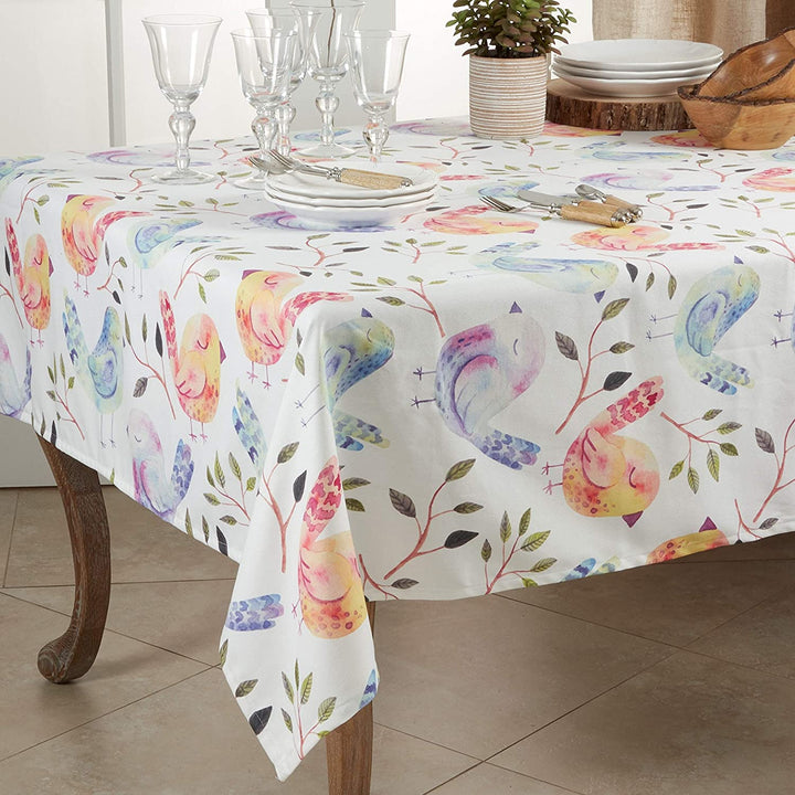 Flock Birds Design Tablecloth 55" Color Animal Modern Contemporary Square Polyester