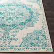 Traditional Teal/Ivory Area Rug 5'3" X 7'6" Blue Medallion Rectangle Polypropylene Latex Free