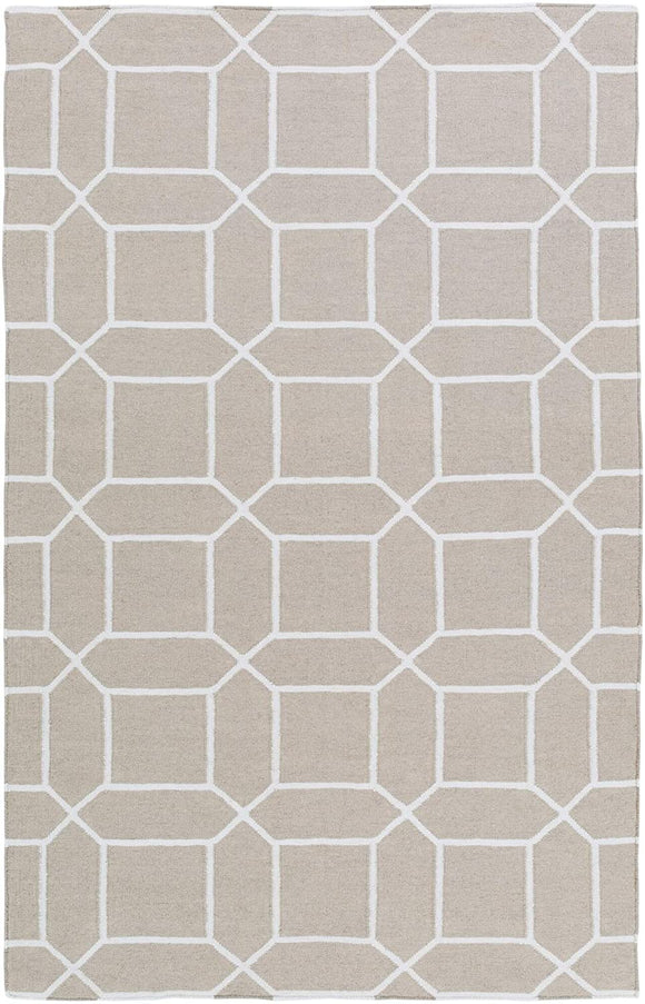Hand Woven Geometric Pattern Indoor/Outdoor Accent Rug Grey Modern Contemporary Rectangle Polyester Latex Free