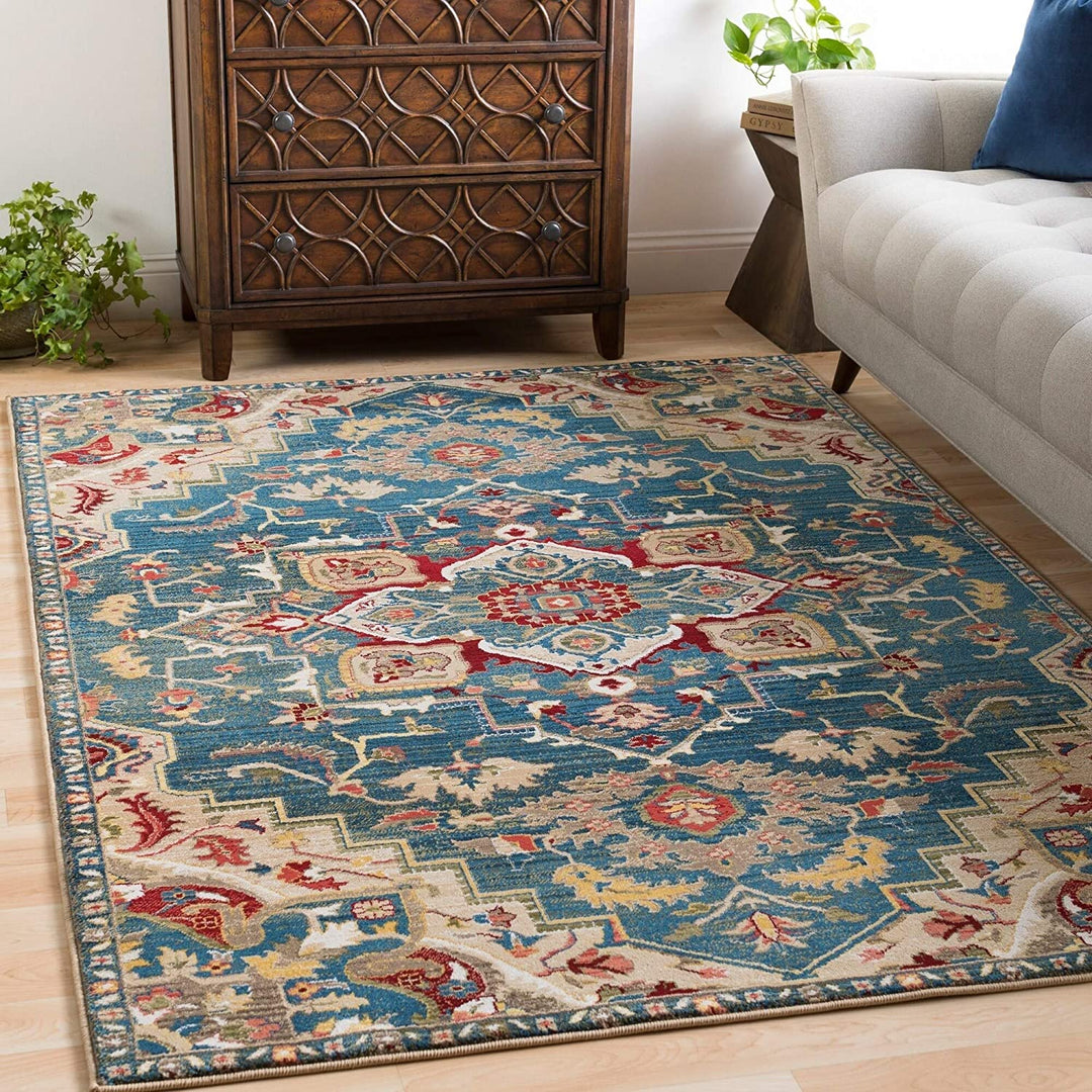 Blue Red Vintage Medallion Runner 2'6" X 7'10" Polypropylene