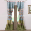 MISC 4 Piece Window Curtain Panel Set 42 X 84 Blue Green White Geometric Casual Polyester Includes Tiebacks Lined