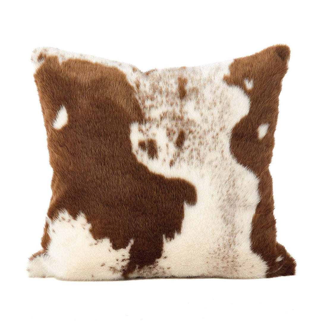 Brown White Cowhide Pillow Cow Hide Throw Pillow Faux Fur Design Western Urban Cowboy Pattern Cabin Lodge Farmhouse Animal Polyester