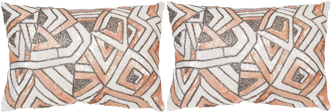 Throw Pillows (12 inches X 18 inches) (Set 2) Color Geometric Glam Polyester Two - Diamond Home USA