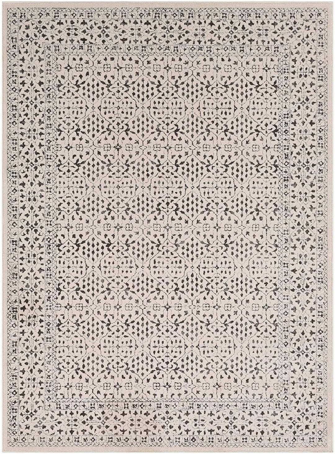 MISC Grey Traditional Area Rug 5'3" X 7'3" Brown Oriental Polyester Polypropylene Synthetic Latex Free Pet Friendly Stain Resistant