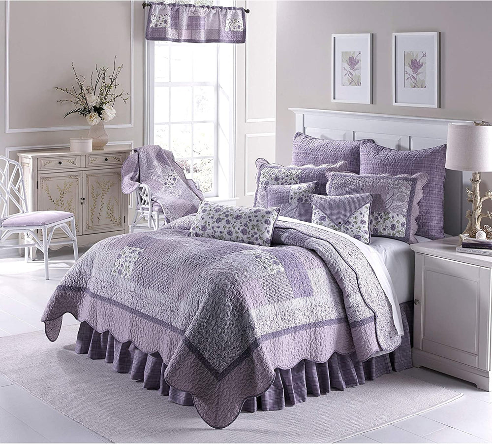 Lavender Rose Throw Purple Plaid French Country Cotton - Diamond Home USA