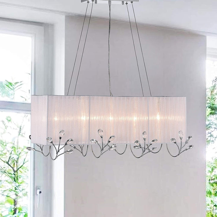 5 Light Rectangle Chandelier Modern Contemporary Glass