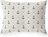MISC Anchor Down Indoor|Outdoor Lumbar Pillow 20x14 Black Geometric Nautical Coastal Polyester Removable Cover