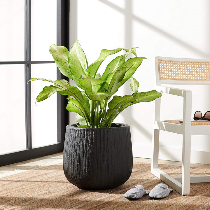 Outdoor Black Planter 15 7" W X L 14 1" H Modern