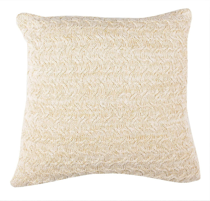 MISC 20" Knit Pillow Beige Gold Textured Cotton Single Removable Cover