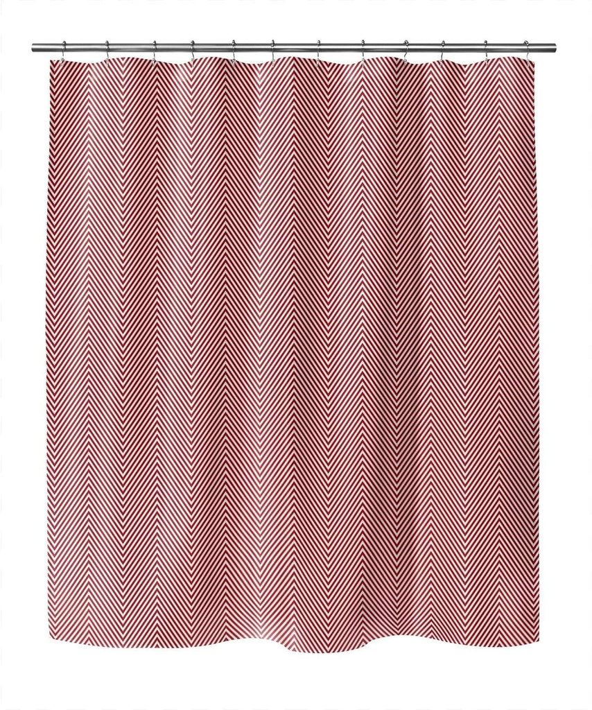 Deep Chevron Red Shower Curtain by Red Chevron Modern Contemporary Polyester