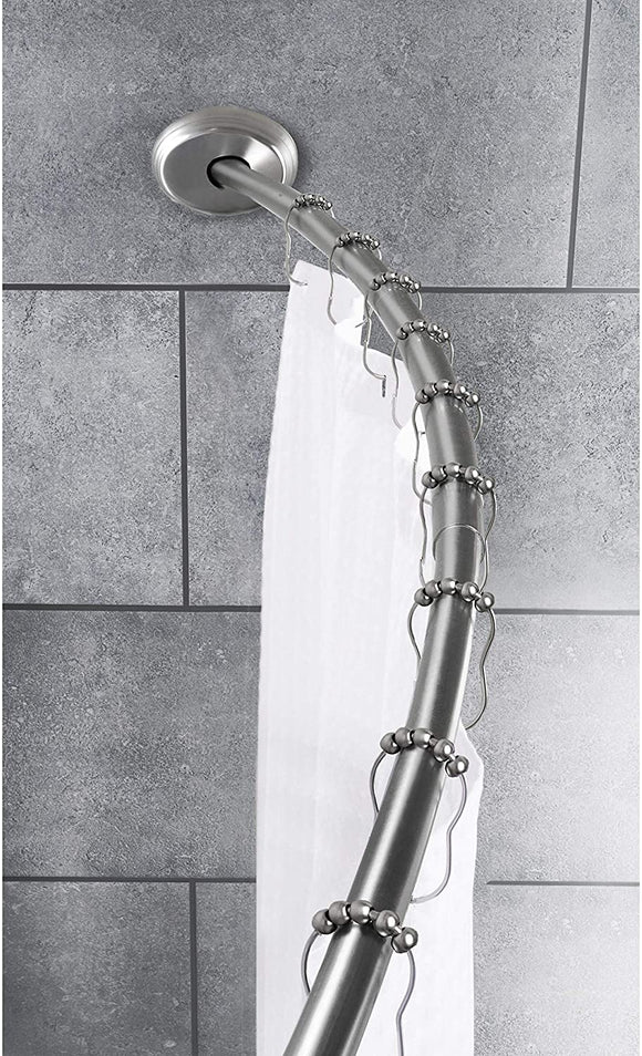 Smart Rod Dual Mount Curved Shower Curtain Brushed Nickel Aluminum