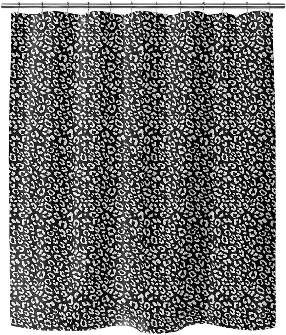 Leopard White Black Shower Curtain Black Animal Modern Contemporary Polyester