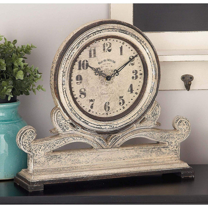 16"x15" Antique Mahogany Mantle Clock Indoor Use Grey