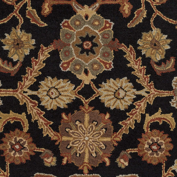 Hand Tufted Floral Wool Area Rug 3' X 5' Black Border