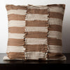 MISC Brown/Beige Pleated 18 inch Decorative Pillow Brown Color Block Stripe Nautical Coastal Cotton Polyester Single