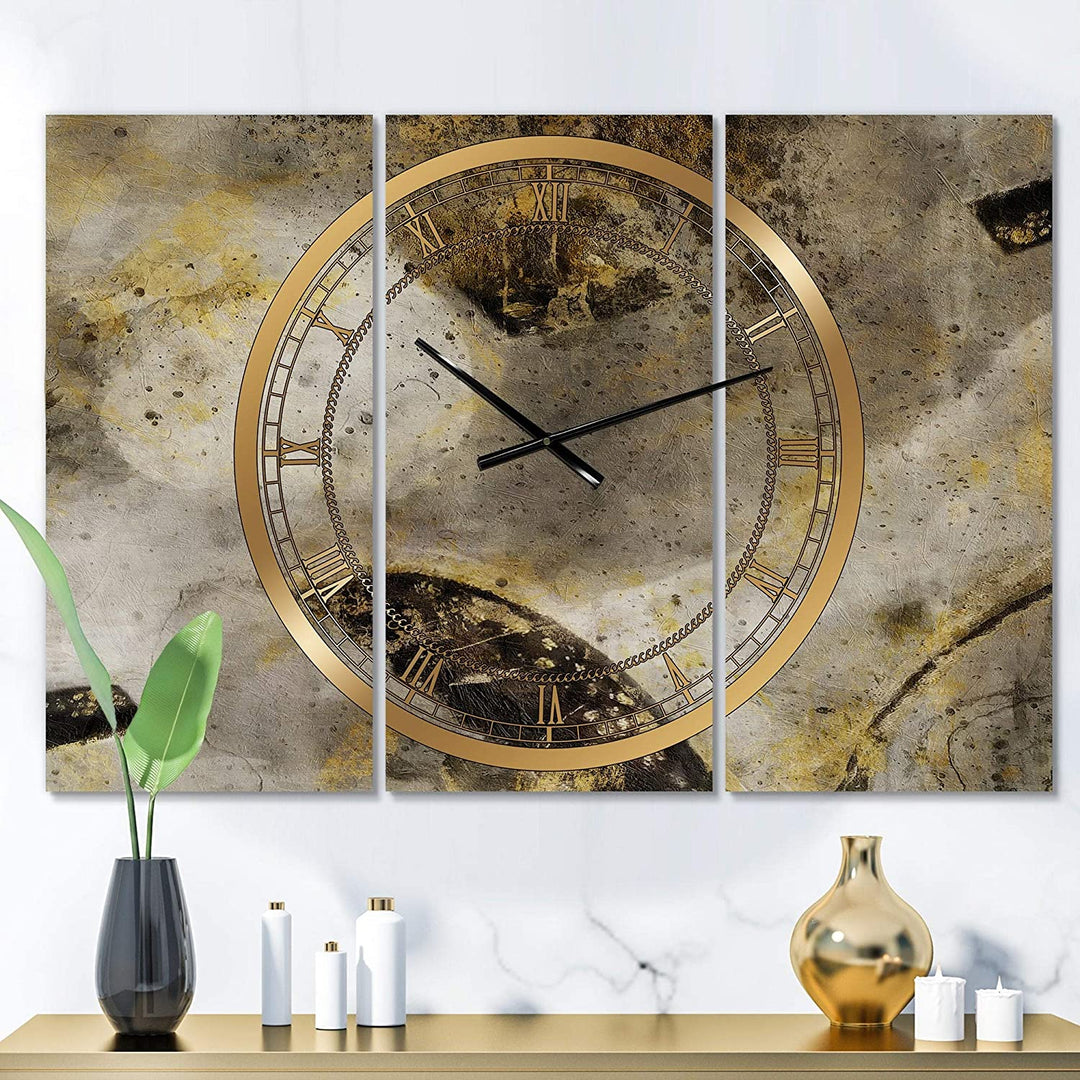 Glam Gold Desert Neutral' Glam 3 Panels Large Wall Clock