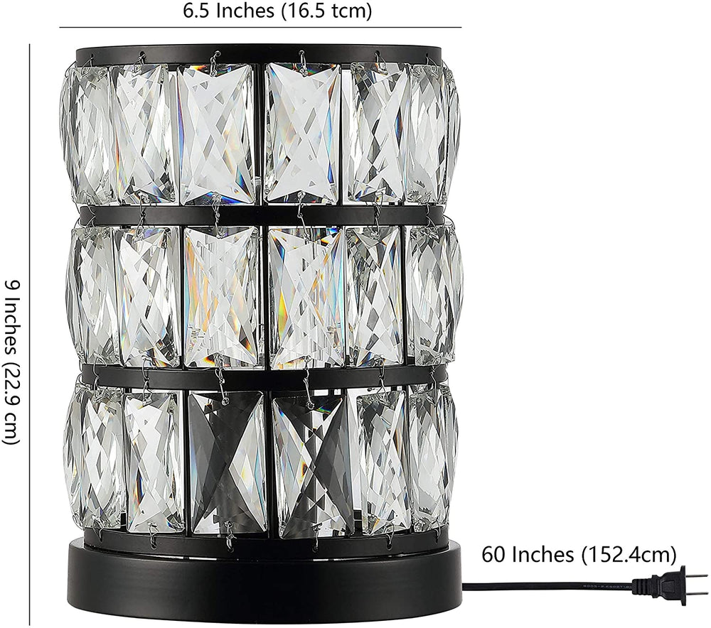 Lighting 9 inch Acrylic Table Lamp 7" X 9" Black Modern Contemporary Traditional Bulbs Included - Diamond Home USA