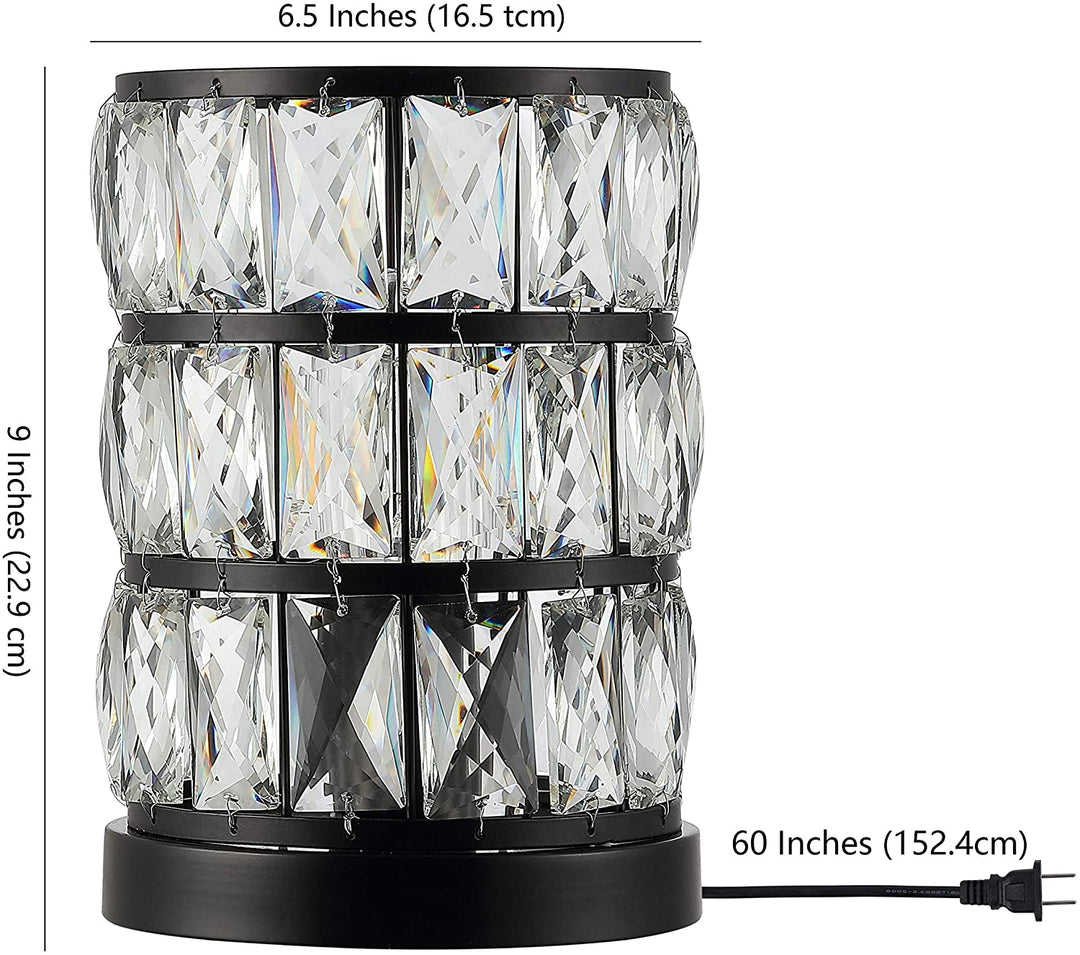 Lighting 9 inch Acrylic Table Lamp 7" X 9" Black Modern Contemporary Traditional Bulbs Included - Diamond Home USA