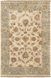 MISC Hand Knotted Green Wool Area Rug 2' X 3' Ivory White Border New Zealand Latex Free Handmade