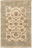 MISC Hand Knotted Green Wool Area Rug 2' X 3' Ivory White Border New Zealand Latex Free Handmade