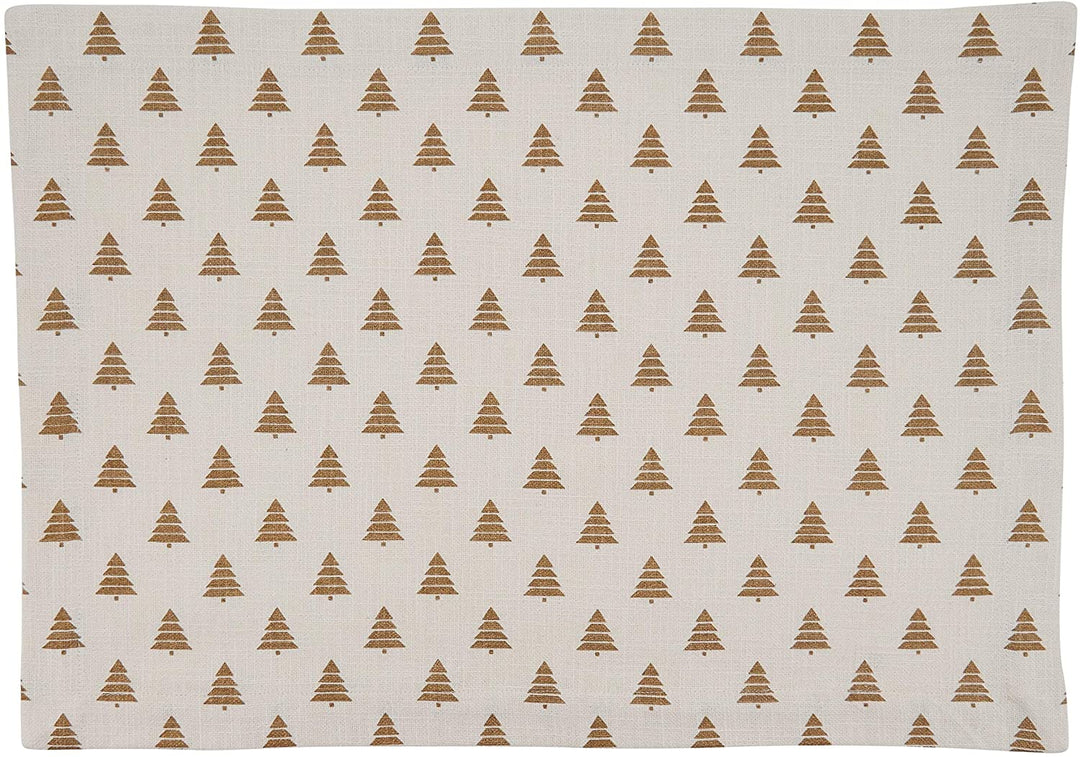 Cotton Placemats Christmas Trees Design (Set 4) Gold