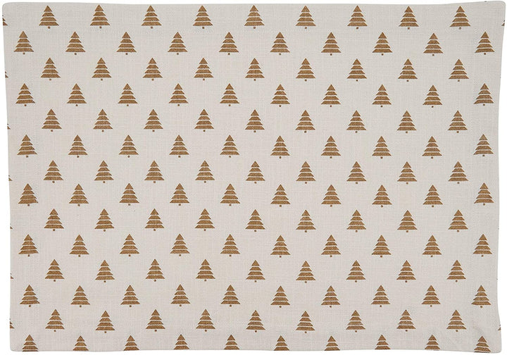 Cotton Placemats Christmas Trees Design (Set 4) Gold