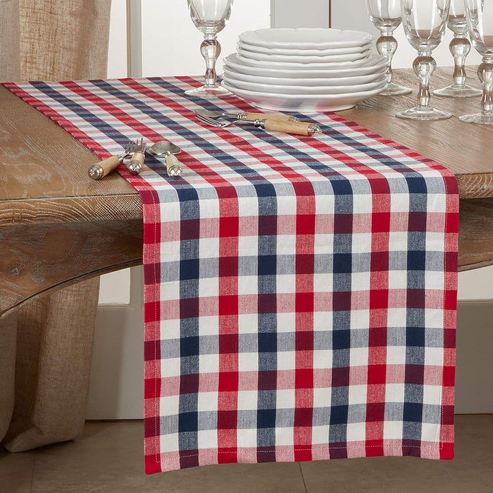 Gingham Check Cotton Table Runner Color Casual