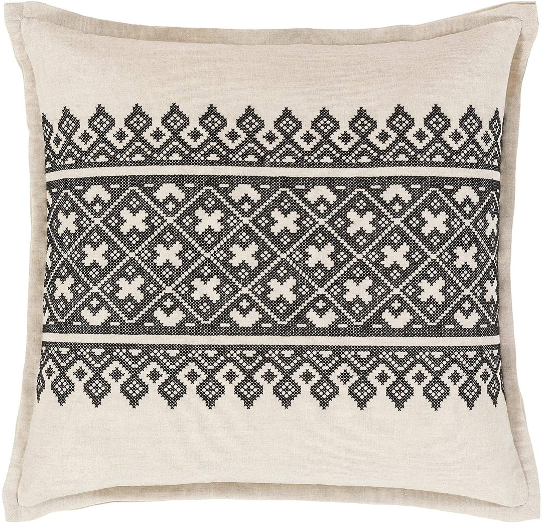 Even Black 20 inch Throw Pillow Cover Motif Transitional