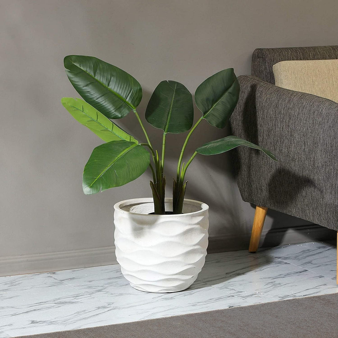 White Wavy Design Planter Modern Contemporary