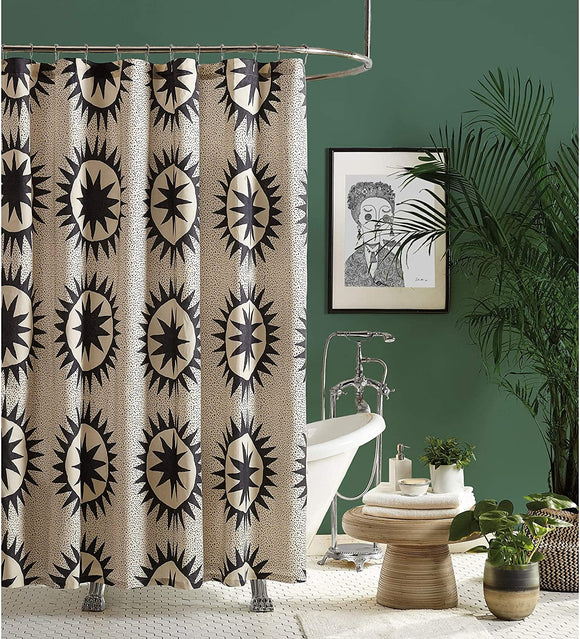 MISC Shower Curtain Grey Geometric Bohemian Eclectic Cotton