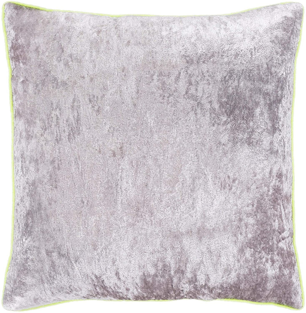 MISC Yellow Grey Crushed Velvet Poly Fill Throw Pillow (22" X 22") Solid Color Casual Viscose Single Removable Cover