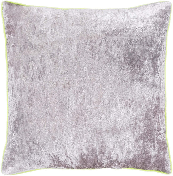 Yellow Grey Crushed Velvet Poly Fill Throw Pillow (20